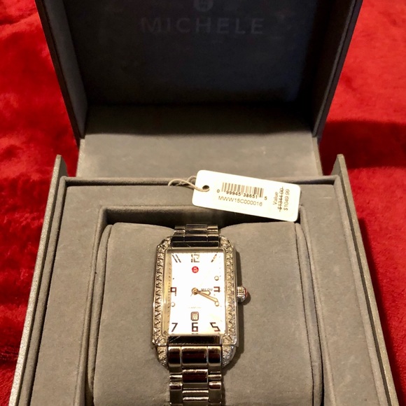NWT Auth. Michele Watch-Diamonds/ mother of pearl face - Picture 3 of 12
